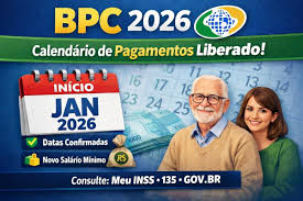 Calendário BPC/LOAS Janeiro de 2026: veja as datas de pagamento do benefício