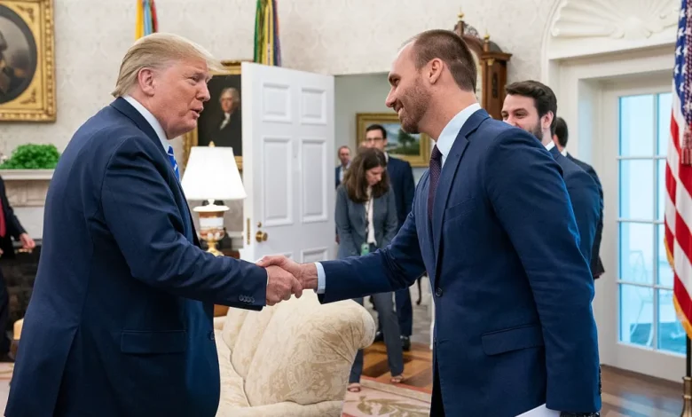 Eduardo Bolsonaro estará em evento com Trump e Milei nos EUA